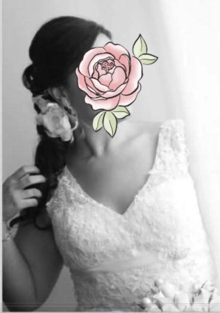 Vestido de Novia Blanco, de guipur. Talla 46\48