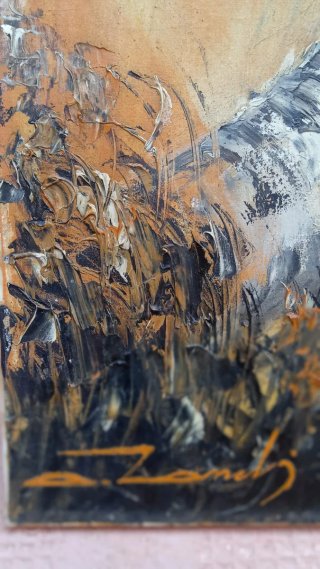 Cuadro Pintura óleo Potros Salvajes Angelo Zanelli
