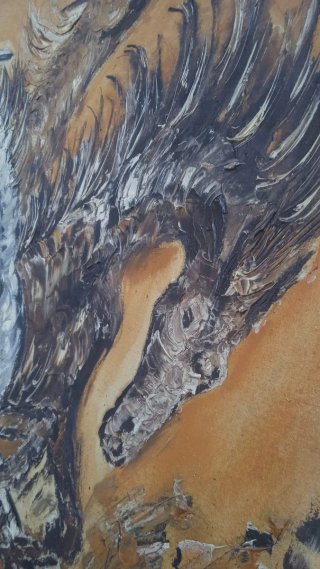 Cuadro Pintura óleo Potros Salvajes Angelo Zanelli