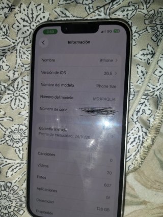 iPhone 16e 128GB Blanco+ caja y cargador original
