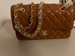 Borsa elegante donna marrone e oro