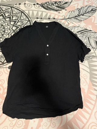 Camisa hombre sin cuello negra