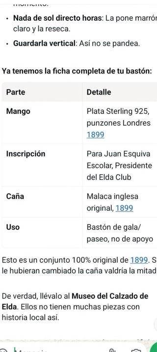 Baston antiguo con empuñadura curva