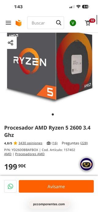 Procesador AMD Ryzen 5 2600 3.4 Ghz