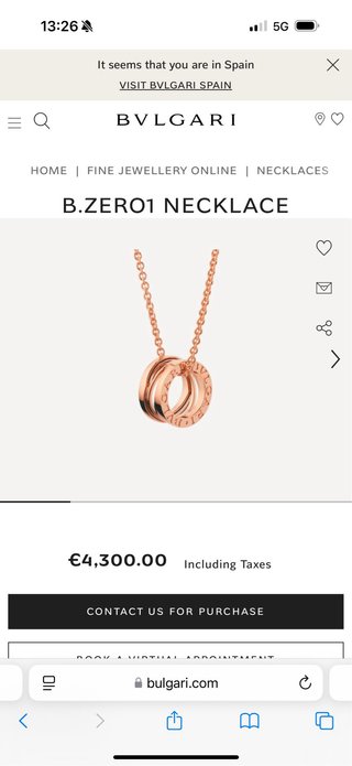 Collar Bvlgari B Zero Oro Rosa