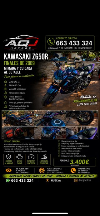 Kawasaki Z650R año 2010 Azul/Morado