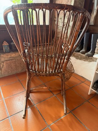 Dolce culla italiana vintage in rattan e bambù
