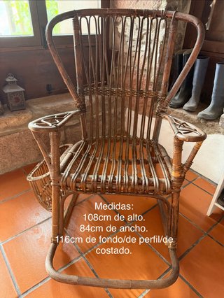 Dolce culla italiana vintage in rattan e bambù