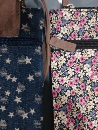 Lote 2 Bolsos bandolera, Pequeños Vaquero azul y F