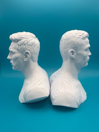 Set busti 3D CR7 Messi plastica 17cm