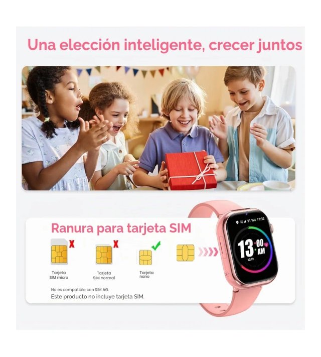 Reloj 4G para niñ@s rosa