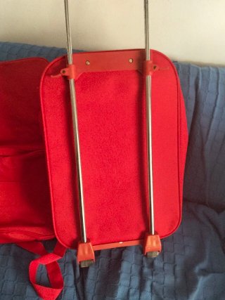 Juego de maleta y bolsos rojos