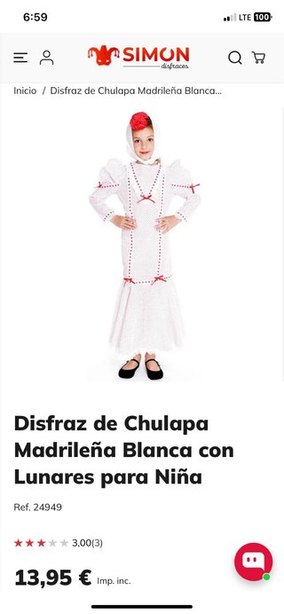 Disfraz Chulapa Niña Blanco Lunares
