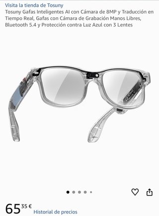 Gafas IA transparentes fotos y video ,no bajo mas