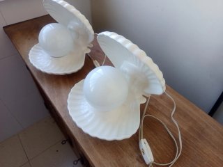 Pareja Lamparitas Nácar Blanca