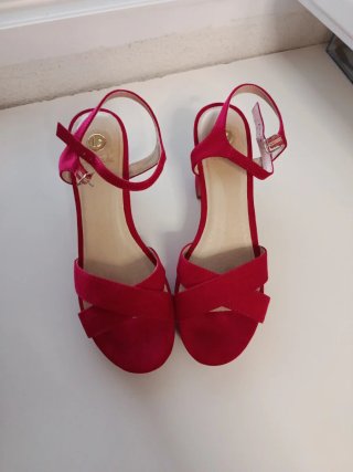 Zapatos de tacón rojo/rosa para mujer
