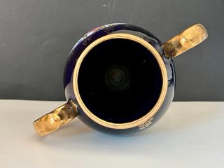 🇫🇷 Limoges Jarrón Azul cobalto y oro 22k