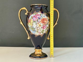 🇫🇷 Limoges Jarrón Azul cobalto y oro 22k