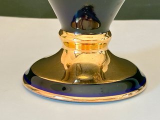 🇫🇷 Limoges Jarrón Azul cobalto y oro 22k