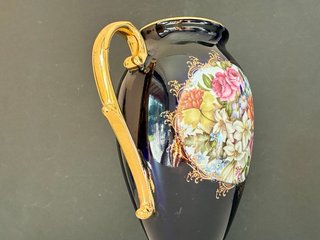 🇫🇷 Limoges Jarrón Azul cobalto y oro 22k