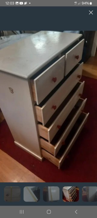 Cómoda de pino macizo blanca