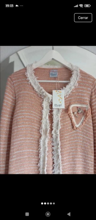 Chaqueta punto Elvet rosa y blanco talla única
