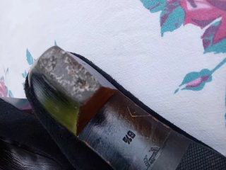 Zapato salón de gamuza,  medio tacón. Vintage