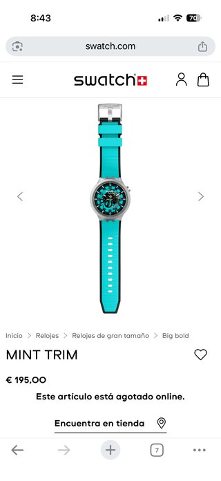 Swatch SB07S111 Reloj Hombre Plata/Turquesa