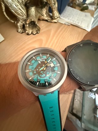 Swatch SB07S111 Reloj Hombre Plata/Turquesa