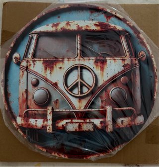 Placa Retro VW T1 Peace 20 x 20