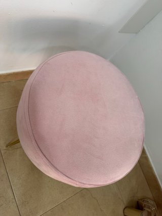 Taburete terciopelo rosa patas doradas
