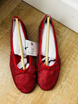 Bailarinas mesh rojo Nuevas con etiqueta