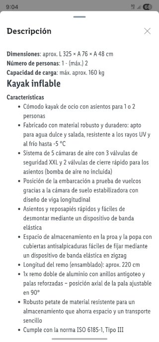 Canoa hinchable CRIVIT nueva