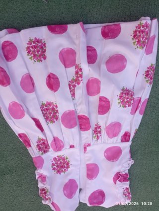 Vestido Mayoral blanco lunares fucsia flores