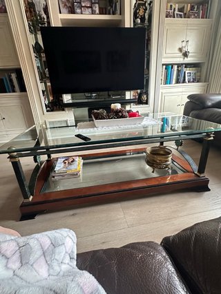 Mesa Centro Vintage Cristal y Madera 1995