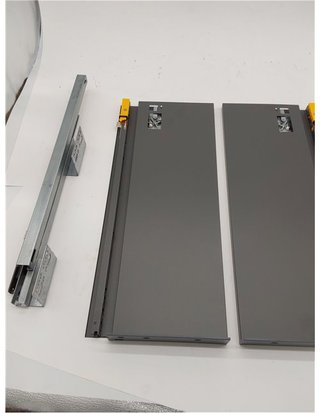 EMUCA - Kit di cassetti per Cucina o Bagno con Guide di Estrazione Totale e Chiusura Morbida - Altezza 185mm e Profondità 450mm - Grigio antico