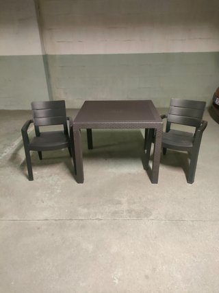 Mesa de jardín y 2 sillas Antracita