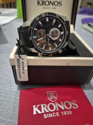 Reloj Kronos Hombre Negro y Plateado