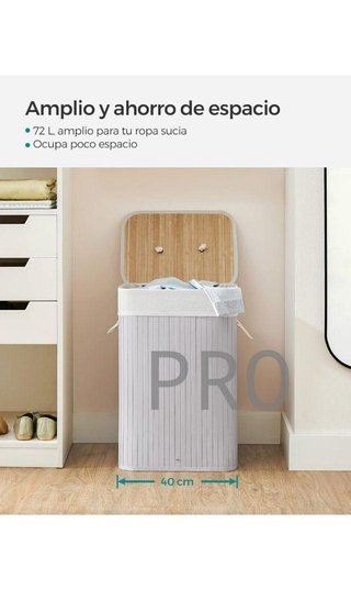 Cestino per bucato in bambù pieghevole con coperchio