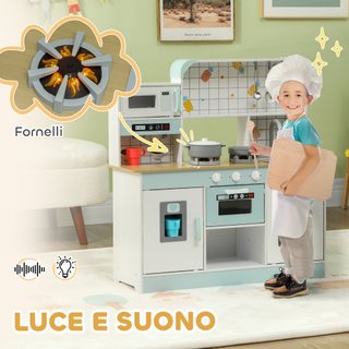 Cucina Giocattolo Bambini 3+ Anni in Legno Bianco