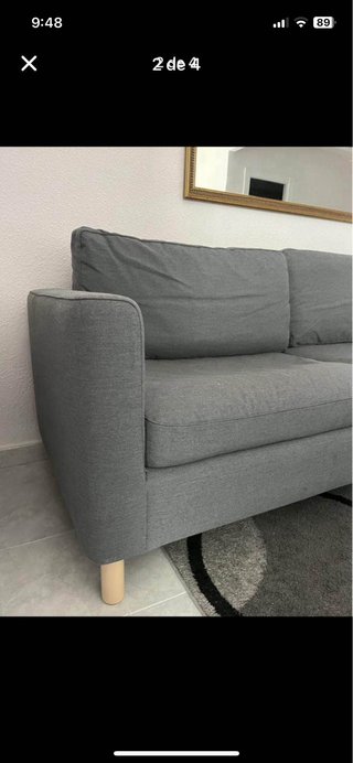 Sofá 3 plazas Ikea gris tela