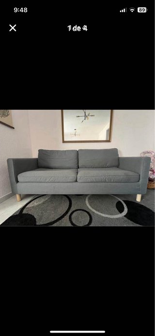 Sofá 3 plazas Ikea gris tela