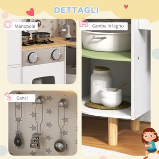 Cucina Giocattolo per Bambini 3-6 Anni 84x34x89 cm