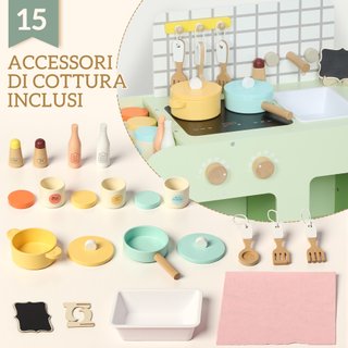 Set Cucina Giocattolo in Legno per Bambini Verde