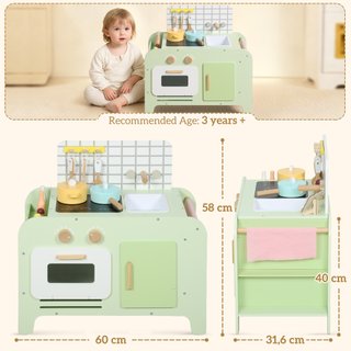 Set Cucina Giocattolo in Legno per Bambini Verde