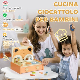 Cucina Giocattolo Bambini 3-5 Anni con Fornelli