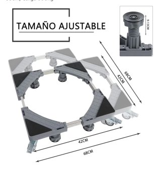 Base ajustable con ruedas para lavadora, cocinas..