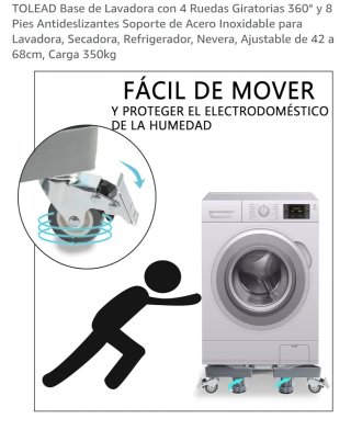 Base ajustable con ruedas para lavadora, cocinas..