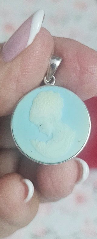 Colgante camafeo Plata Mujer Azul