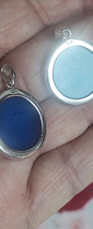 Colgante camafeo Plata Mujer Azul